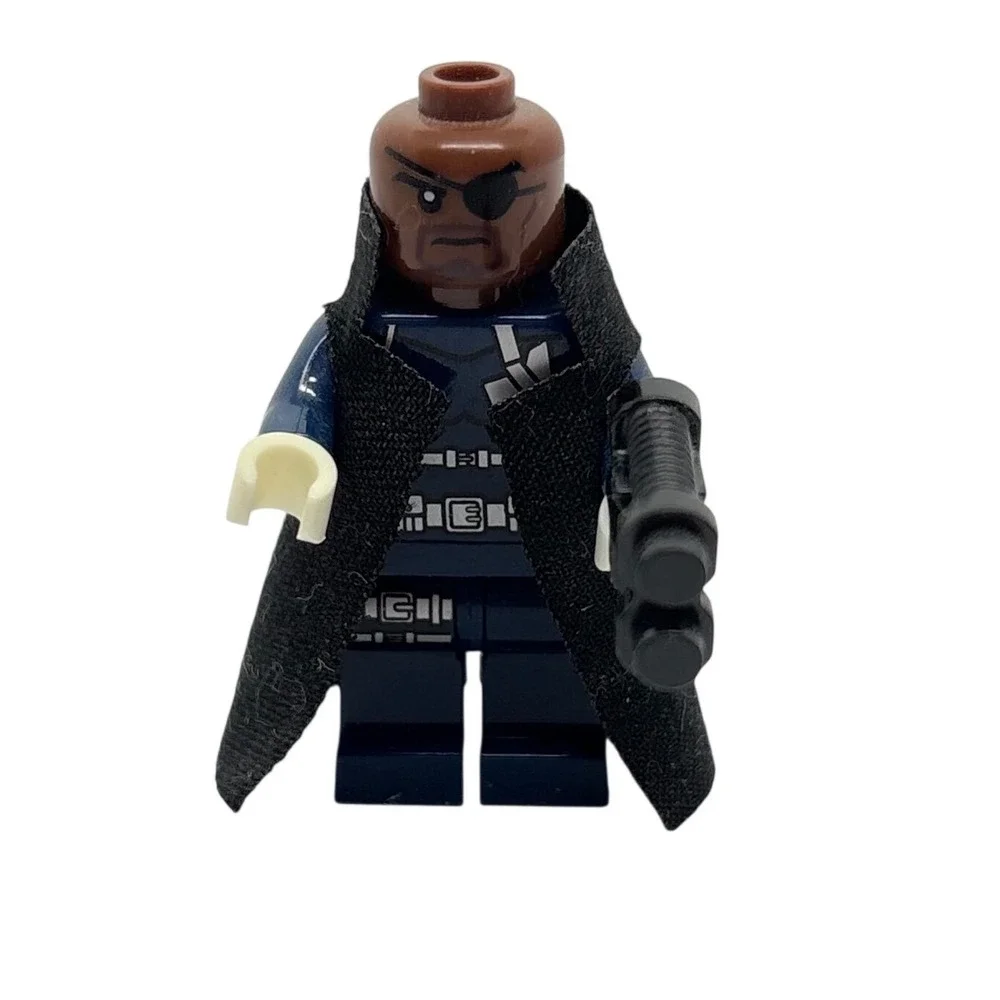 LEGO Nick Fury Minifigure sh056 Marvel Super Heroes S.H.I.E.L.D. Trench 76005